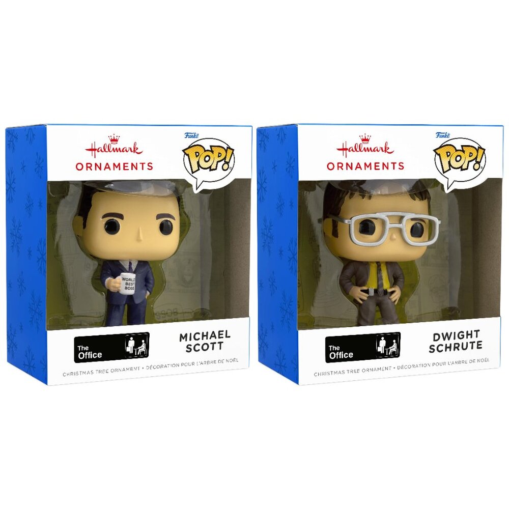 New! The Office Funko Pop Hallmark Christmas Ornaments Michael Scott & Dwight